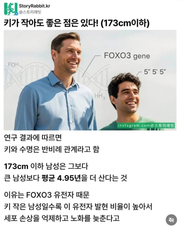 키 작은 남성이 더 오래 산다네요