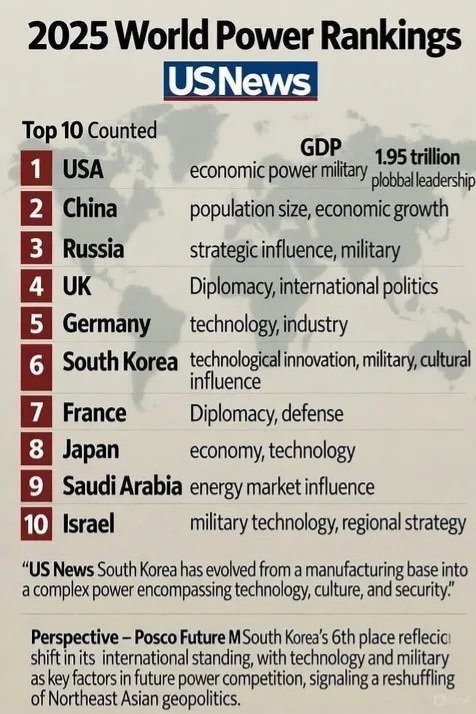2025년도 전세계 국가 파워 랭킹 순위