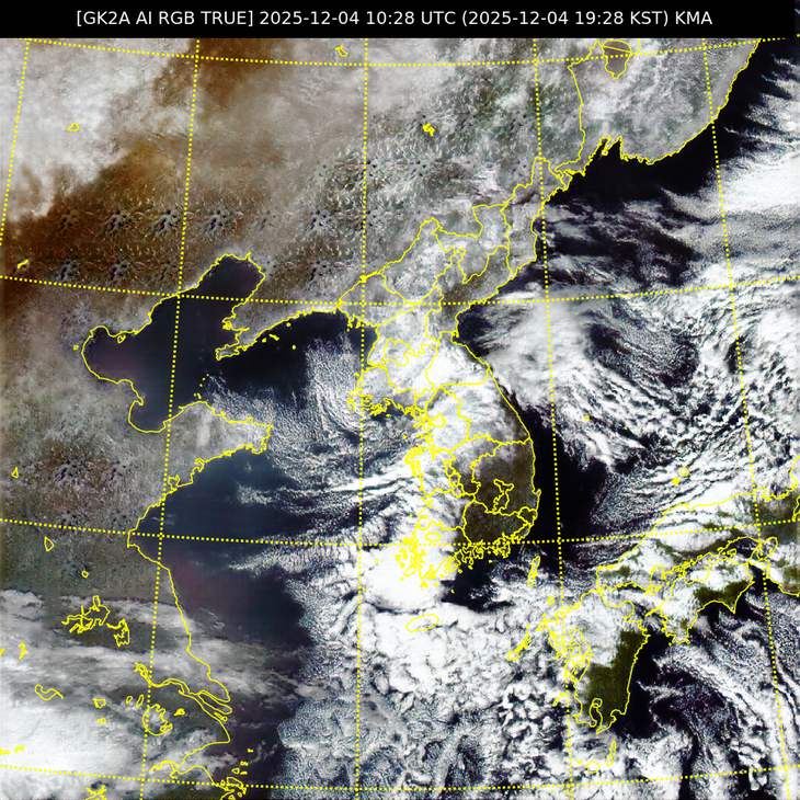 gk2a_ami_le1b_rgb-s-true_ko020lc_202512041028.thn.png 한반도 위성사진